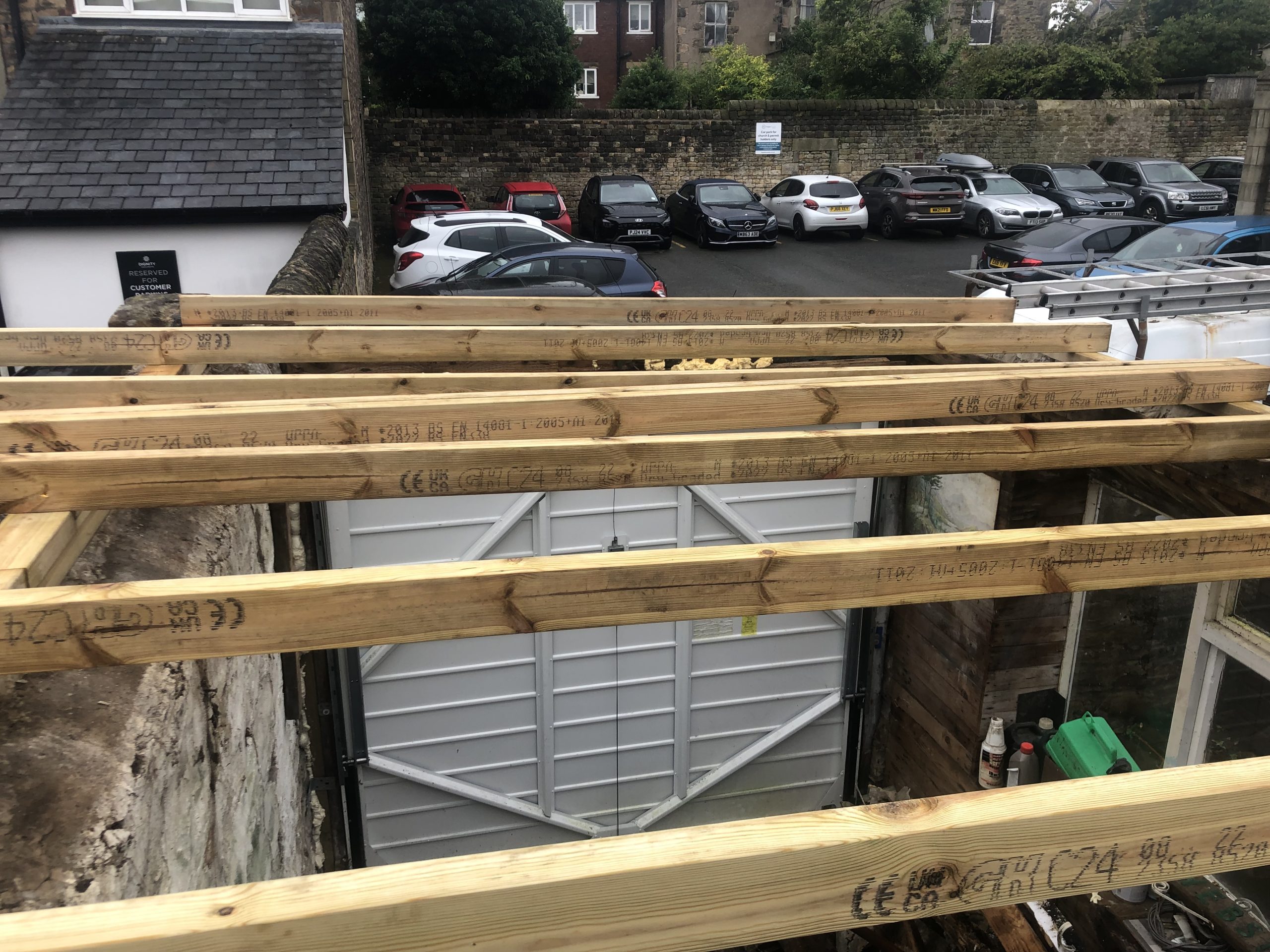 garage roof timbers installed