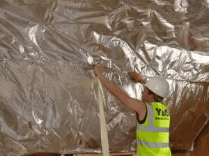 attach foil tape to isulation overlap