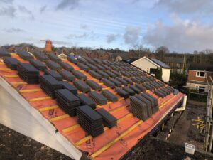 roof loaded out ready to be tiled